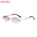 New Frameless Diamond Shaped Sunglasses With Leopard Head Decoration, Cross Border Simple Female High End Sunshade Sunglasses T1248_viptrois.com
