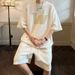 Men's Clothing Short Sleeved T Shirt Shorts Two Piece Suit Summer Collocation Handsome Youth Suit Men_viptrois.com