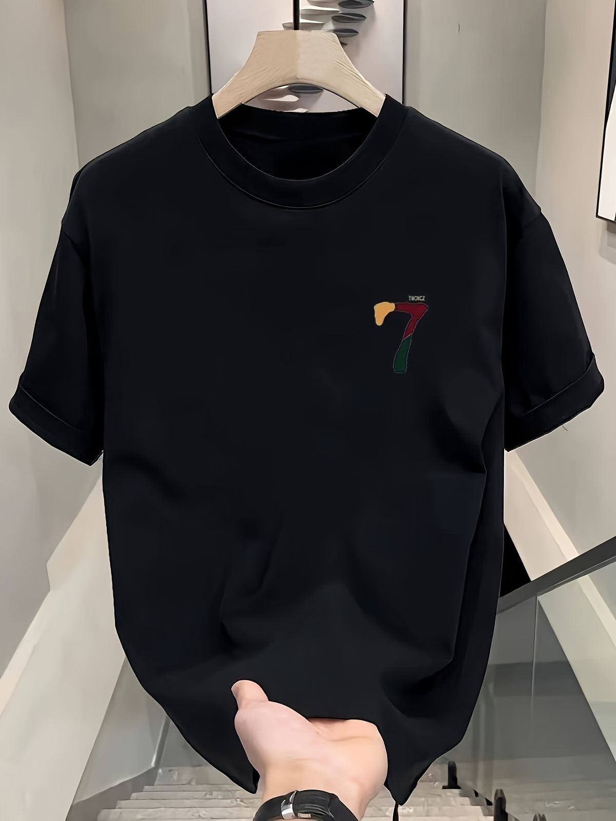 Maglietta Uomo Cotone 180g Maniche Corte Collo Tondo Stampa Lettere Inglesi Morbida Estiva Uso Quotidiano Vestibilità Regolare_viptrois.com