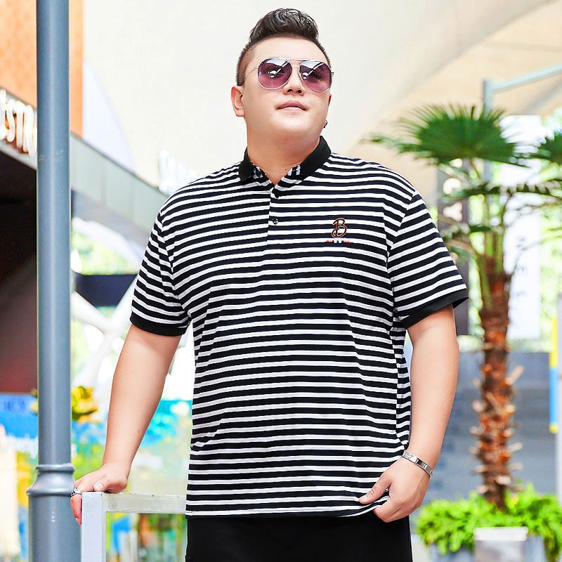 Men's Clothing plus size short-sleeved lapel t-shirt fashionable middle-aged half-sleeved collared casual t-shirt fat man shirt_viptrois.com