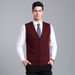 Men's Wool Blended V Neck Knitted Cardigan Vest Cardigan Sweater Colorblock Casual All Match Sleeveless Vest_viptrois.com