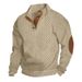 Men's Jacquard Knit Sweatshirt - Winter-Ready Polyester Crewneck With Stand Collar (6 Sizes, Subtle Geometric Pattern)_viptrois.com