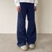 Unisex Pleated Cargo Pants High Waist Straight Leg Cleanfit Style Washed Cotton Elastic Trousers For Men Women_viptrois.com