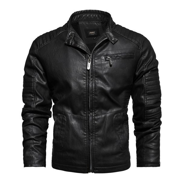 Men's Clothing Factory Direct Sales Foreign Trade Men's Autumn And Winter New Men's Motorcycle Plus Velvet Leather Jacket Handsome Casual Youth Jacket_viptrois.com