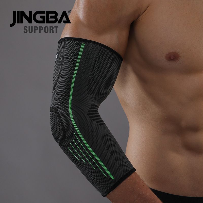JINGBA Elbow Support Brace For Sports & Fitness - Compression Sleeve For Tennis, Weightlifting, Basketball, Cycling (Orange/Black/Green, M/L/XL)_viptrois.com