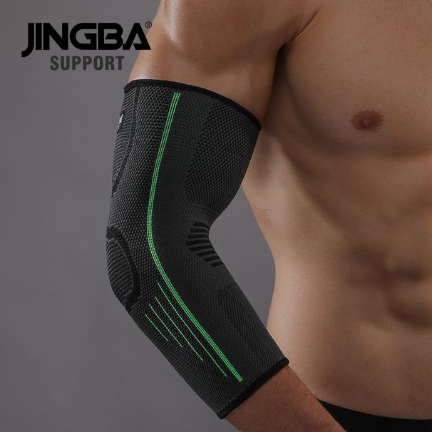 JINGBA Elbow Support Brace For Sports & Fitness - Compression Sleeve For Tennis, Weightlifting, Basketball, Cycling (Orange/Black/Green, M/L/XL)_viptrois.com