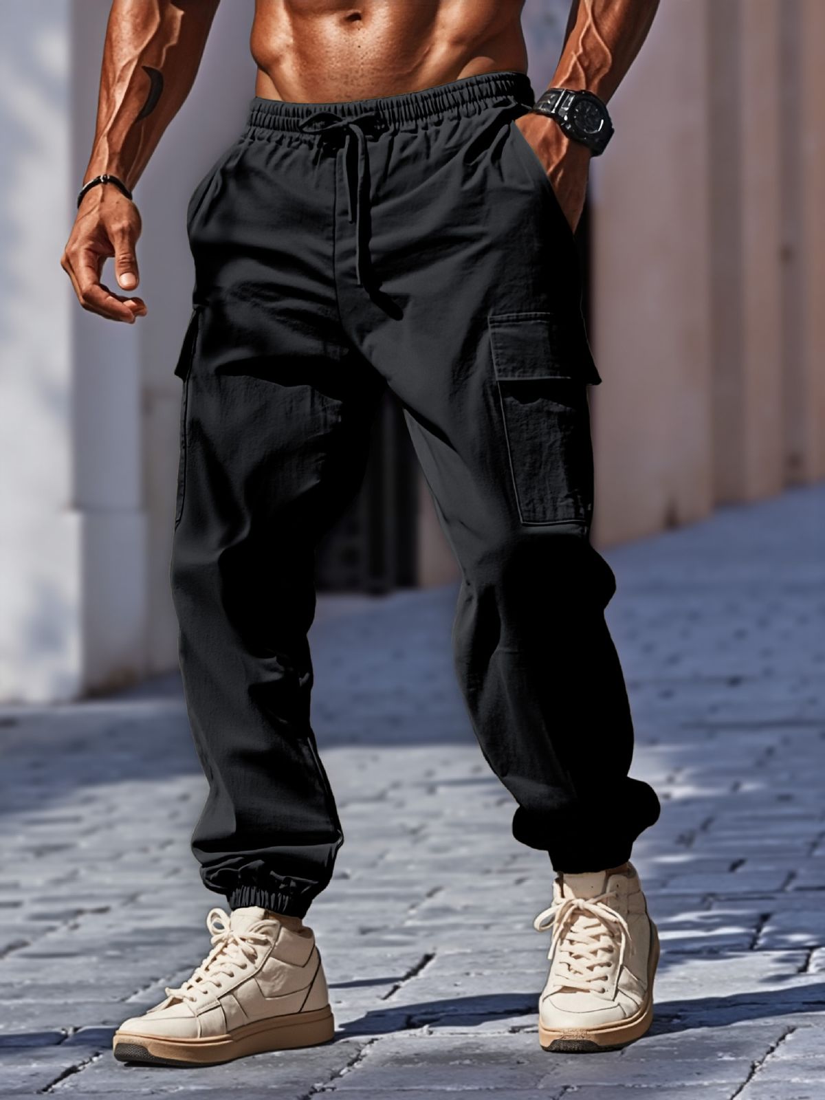 Men's Clothing Cotton And Linen Men's Pants Outdoor Loose Multi Pocket Workwear Cuffed Casual Pants Long Men_viptrois.com