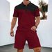 Men's Clothing Men's New Waffle Button Solid Color Lapel Short Sleeved T Shirt Shorts Casual Suit_viptrois.com