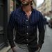 Simple Mens Shirt Spring Single Breasted Lapel Design Shirt New Daily Fashion Casual Loose Comfortable Business Shirts Geometric_viptrois.com
