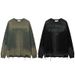 Men's Clothing High Street Style Hole Treatment Loose Sloppy Wasteland Asian Style Autumn Trend Brand Handsome Hoodless Long Sleeved T Shirt_viptrois.com