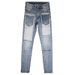 Men's Clothing Slim Fitting Skinny Elastic Long Pants Men's Stitching Hole Patches_viptrois.com