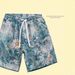 Men's Ice Silk Air Conditioning Printed Sports Shorts Slim Straight Leg Mid Length Trendy Floral Pattern Summer Pants_viptrois.com