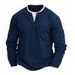 Men's T Shirt Fake Two Piece Double Layer Henry V Neck Fashion Stitching Large Size Bottoming Shirt Pocket Men's Long Sleeved T_viptrois.com
