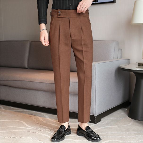 Men's Slim Fit Casual Dress Pants High Waist Three Dimensional Tailoring Neapolitan Style New 2025_viptrois.com