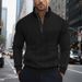 American Retro Casual Stand Up Collar Zipper Pullover Loose Knitted Heavy Stitching Autumn And Winter Long Sleeved Sweatshirt_viptrois.com