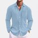 Men's Clothing Men's Solid Color Loose And Comfortable Vertical Striped Long Sleeved Shirt_viptrois.com