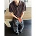 Italian One Piece Collar Button Summer Loose Knitted Short Sleeved Men's And Women's T-Shirt Breathable Polyester High End_viptrois.com
