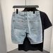 Men's Clothing Street Style Washed Distressed Denim Shorts For Men And Women Over The Knee Straight Leg Shorts Loose Summer Trend_viptrois.com