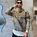 Loom Loom European Style Personality High-End Geometric Pattern Color-Block Slim Fit Knitted Men's Trendy Brand Round Neck_viptrois.com