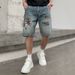 Men's Clothing High Street Denim Shorts Loose Ripped Patch Shorts Straight Rotten Hole Patch Shorts_viptrois.com