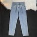 Men's Washed Blue Straight Leg Cropped Jeans Relaxed Fit Casual Ankle-Length Trousers Lightweight Nylon Blend_viptrois.com