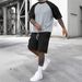 "Men's Summer Casual Short Sleeve T-Shirt & Cargo Shorts 2-Piece Set - Breathable Polyester Blend, Streetwear Style S-XXXL (Yellow Caramel, Gray)"_viptrois.com