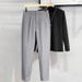 Men's Clothing Casual Pants Loose Nine Point Drape Straight All Match Solid Color Suit Trousers_viptrois.com