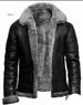 Men's Shearling-Lined Leather Coat With Wide Lapel - Premium Winter Overcoat, Luxurious Fur Outerwear_viptrois.com