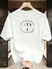 3 Pack Men's Oversized T-Shirts, 100% Cotton Crew Neck Casual Tees, Relaxed Fit Minimal Framed Monogram Print Design, Black White Grey_viptrois.com