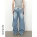 Men's Clothing Retro Machete Ripped Jeans Men's New Style Washed Design Loose Wide Leg Pants_viptrois.com
