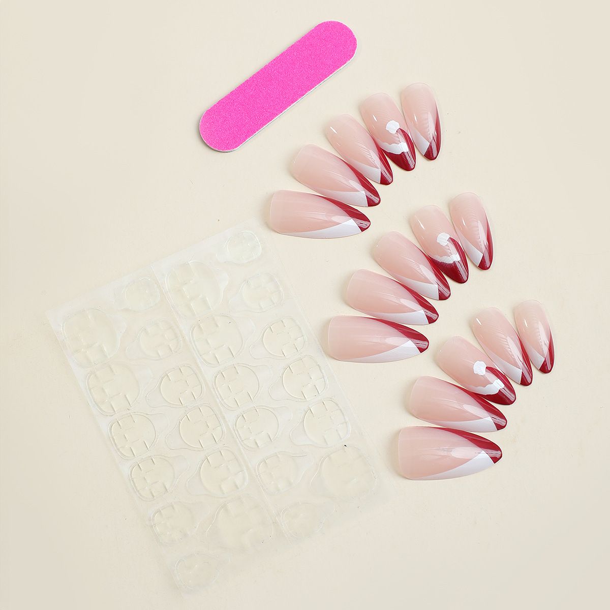 Christmas Wear Nails Almond Shaped Christmas Hat Nail Art Pieces Removable False Nail Patches 2024 New Nail Pieces_viptrois.com