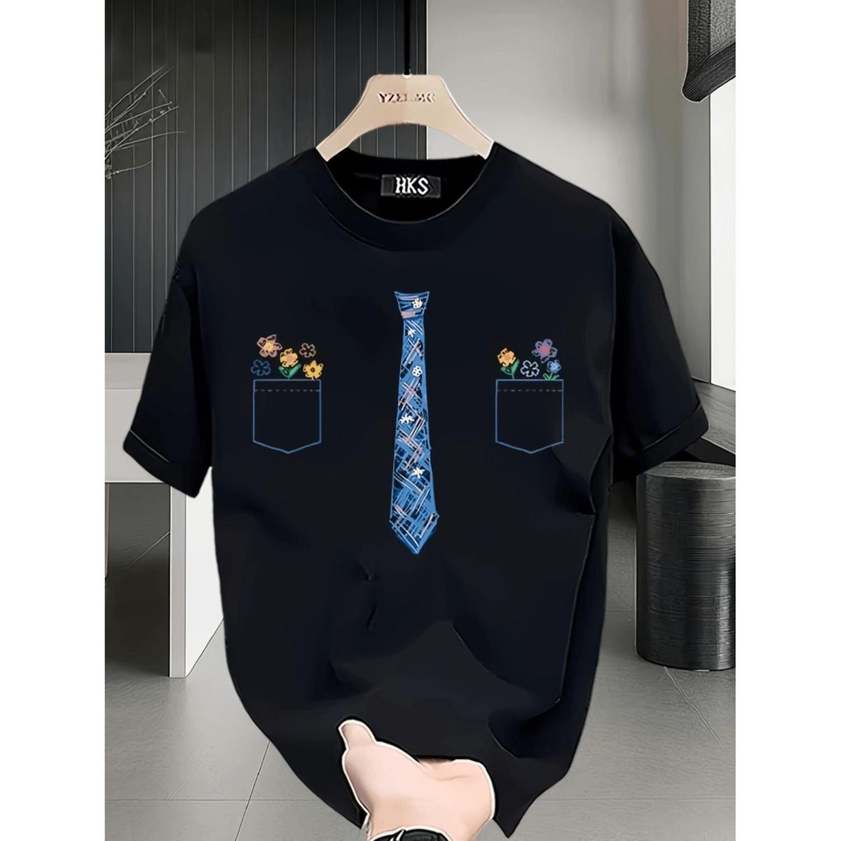 Camiseta Manga Corta Algodón Puro Pesado Marca Moda Impresa, Nueva Camiseta Casual Versátil De Gran Tamaño Para Hombres_viptrois.com