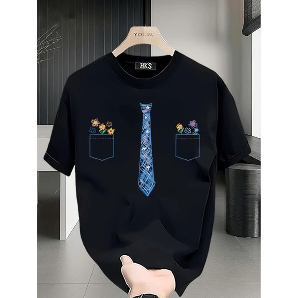 Camiseta Manga Corta Algodón Puro Pesado Marca Moda Impresa, Nueva Camiseta Casual Versátil De Gran Tamaño Para Hombres_viptrois.com