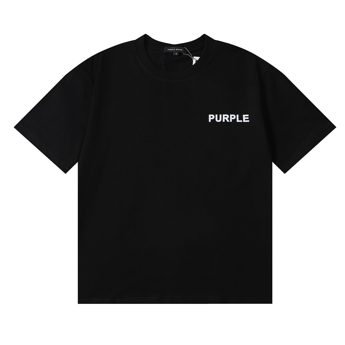 Men's Clothing Fashion Fashion Brand Basic Purple Letter Printed Short Sleeve Loose Large Size Bottoming_viptrois.com