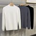 Men's Clothing Plush And Thickened All In One Fleece Half High Collar Sweater Men's Winter Soft And Warm White Men's Mid Neck Knitted Bottoming Shirt_viptrois.com