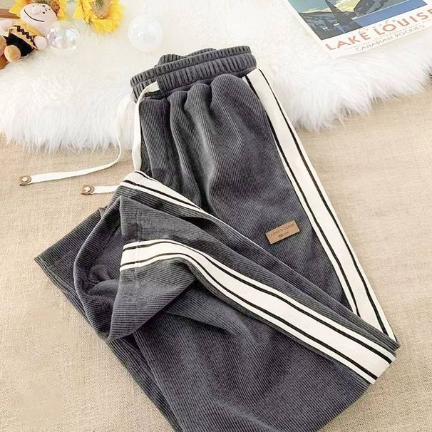 Men's Clothing Autumn And Winter Plus Fleece Pants Men's Teenagers Loose Straight Wide Leg Pants Boys Sports Casual Trousers High Street Summer_viptrois.com