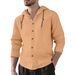 13 Colors Pure Linen Hooded Shirt For Men Breathable Lightweight Long Sleeve Casual Shirts_viptrois.com