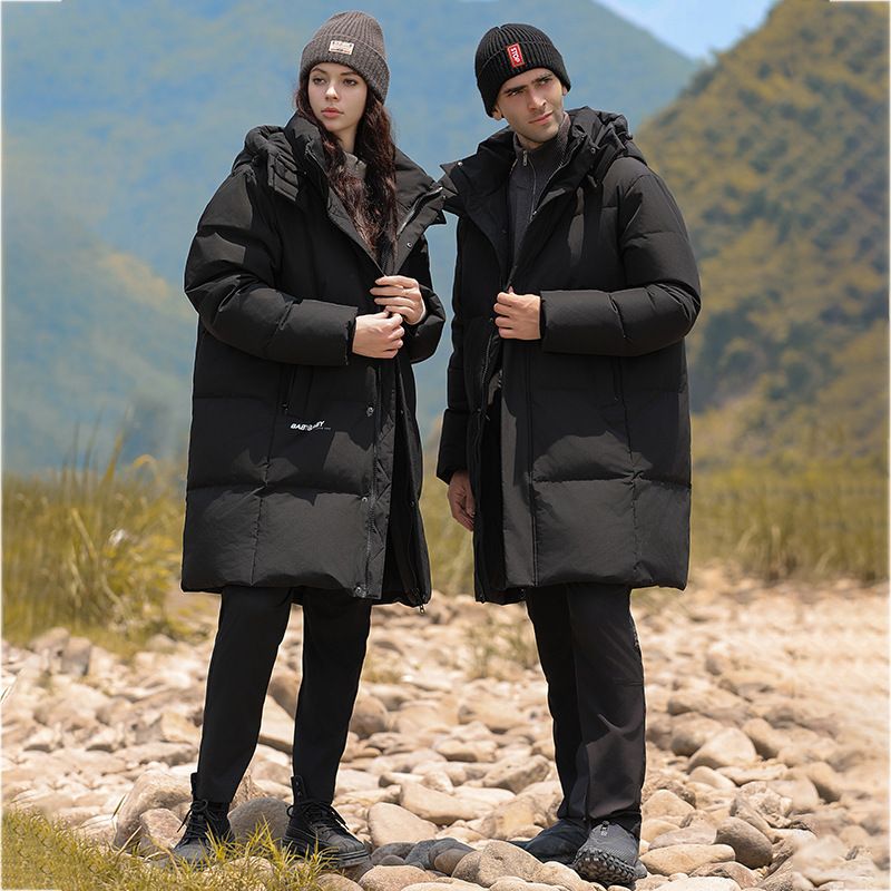 Men's Clothing Couple's Slim-Fit Mid-Length Down Jacket – Waterproof, Anti-Bacterial, 600+ Fill Power White Goose Down Coat (Black, Cream White, Red)_viptrois.com