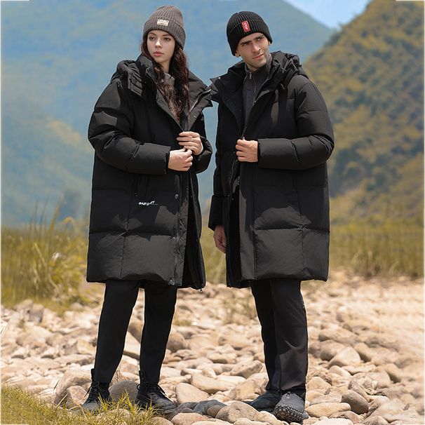 Men's Clothing Couple's Slim-Fit Mid-Length Down Jacket – Waterproof, Anti-Bacterial, 600+ Fill Power White Goose Down Coat (Black, Cream White, Red)_viptrois.com