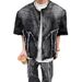 Men's Clothing Short Denim Suit Raw Edge Stitching Flared Jeans Jacket Raw Edge Trend Ins_viptrois.com