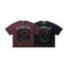 Washed American Casual Daily T-Shirt For Men And Women, Loose Fit, Drop Shoulder, Pure Cotton, Short Sleeve, Red_viptrois.com
