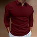 Men's Performance Polo Shirt – Slim Fit Stretch Knit Long Sleeve With V-Neck & Ribbed Collar (Quick-Dry Polyester, Gym-to-Street Versatility)_viptrois.com