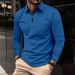Men's Clothing Waffle Solid Color Zipper Long Sleeved Shirt_viptrois.com