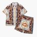Men's Clothing Summer Men's Street Fashion Teenagers Casual Retro Palace Pattern Digital Printing Short Sleeve Loose Shirt Suit_viptrois.com