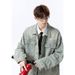ACU Vintage Washed Denim Jacket – Distressed American Retro Workwear Coat With Hand-Ripped Details, Oversized Streetwear Spring/Fall Jacket_viptrois.com