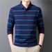 Counter Autumn Winter New Long Sleeve Men's Cotton Striped Top Casual Polo Shirt Turn-Down Collar Pocket T-Shirt_viptrois.com