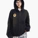 Men's Clothing Washed Embroidered Badge Solid Color Unisex Couple Hooded Sweatshirt Jacket_viptrois.com