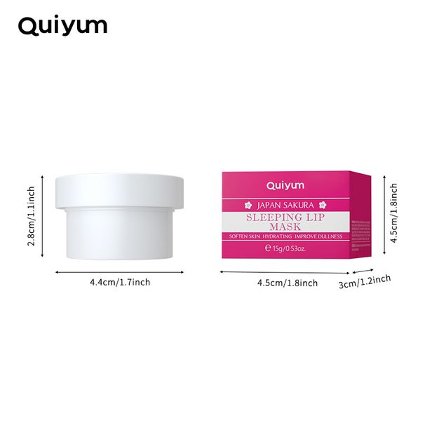 QUIYUM Sakura Sleeping Lip Mask 15g Hydrating Moisturizing Lip Balm Softens Cuticle Moisturizing_viptrois.com