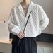 Early Autumn Light Mature Abstinence Niche Design Hollow Long Sleeved Shirt Men's Korean Version Of The Handsome Drape Very Fairy Hairstylist Shirt_viptrois.com