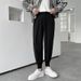 Men’s Slim Fit Casual Pants – Velcro Waistband Solid Color Trousers For Business & Leisure (S-5XL, White/Khaki/Grey/Black)_viptrois.com